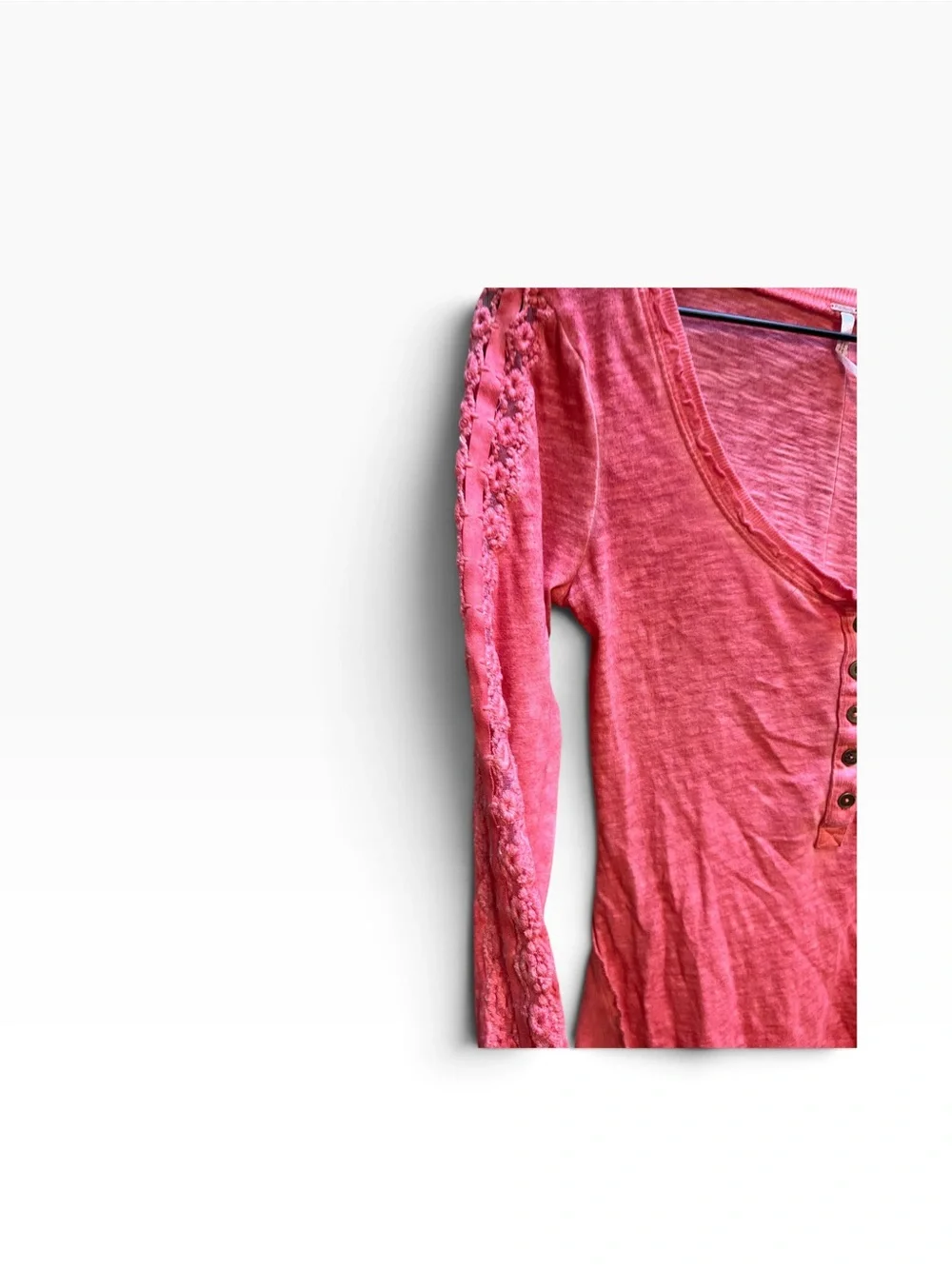 Free People Coral Shell Stiched Henley size small